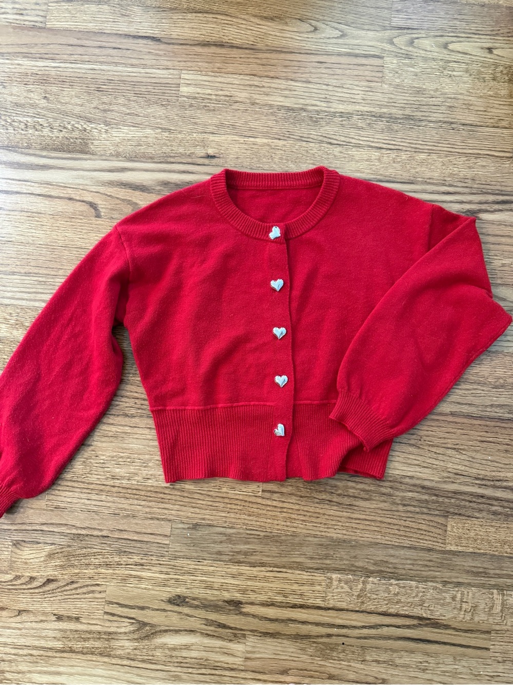 Red Heart Button Cropped Women's Sweater Cardigan